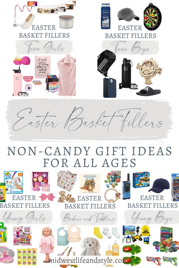 an easter basket filler is shown with the words, non - candy gift ideas for all ages