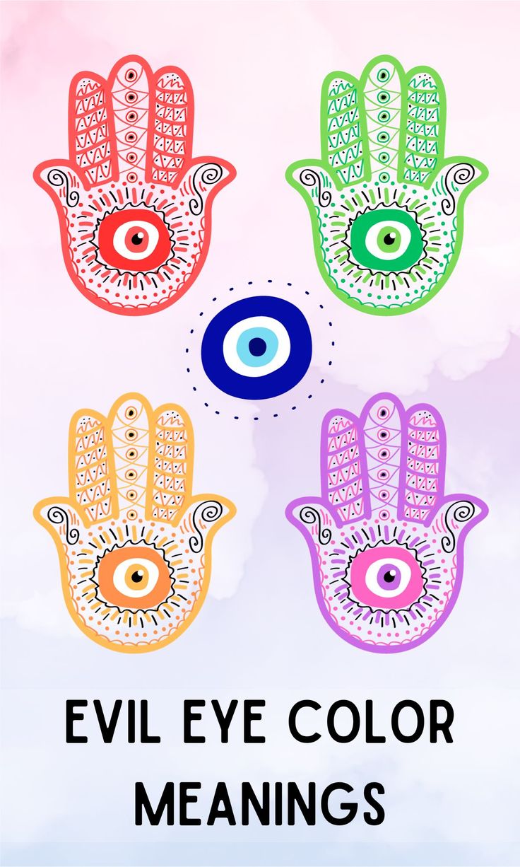 the evil eye color meaningss are shown in three different colors, with text overlaying