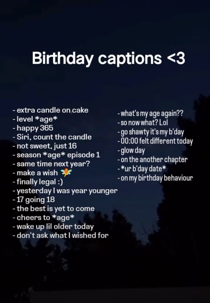 the birthday caption is displayed in front of a dark background with trees and sky