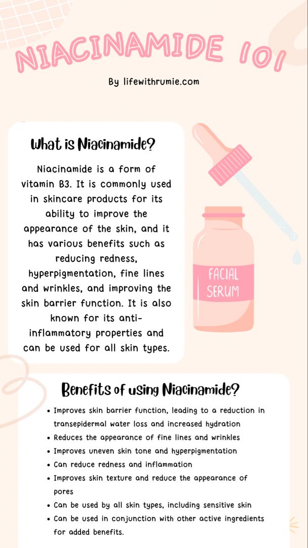 Niacinamide Mixing, How To Make Niacinamide Serum, How Often To Use Niacinamide, Niacinamide Benefits Before And After, Benefits Of Niacinamide, Diy Niacinamide Serum Recipe, Niamicide Serum, Niacinamide Skincare Routine, Niacinamide Serum Diy