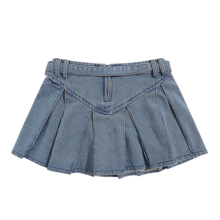 Indulge in the sophistication and elegance of our Women's Preppy Pleated Denim Skirt. Crafted with precision and attention to detail, this skirt features delicate pleats and the finest denim fabric for a luxury feel. Elevate any outfit with this exclusive piece, perfect for the modern woman. Features: -Solid Color -Pleated Design -Regular fit -Preppy style Chic Pleated Fitted Denim Skirt, Chic High Waist Denim Blue Skort, Chic Short Denim Blue Skirt, Chic Short Length Denim Blue Skirt, Chic Lined Denim Skirt, Chic Fitted Medium Wash Skort, Chic Medium Wash Fitted Skort, Denim Pleated Skort In Short Length, Denim Pleated Skort, Short Length