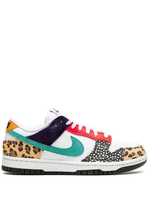 Nike Dunk Low "Safari Mix" low-top Sneakers - Farfetch Multicolor High-top Sneakers With Textured Sole, Nike Multicolor Sneakers With Contrast Sole, Nike Multicolor Leather Sneakers, Multicolor Nike Leather Sneakers, Nike White High-top Sneakers With Textured Sole, Multicolor Low-top Studded Sneakers, Multicolor Studded Low-top Sneakers, Safari Print, Nike T