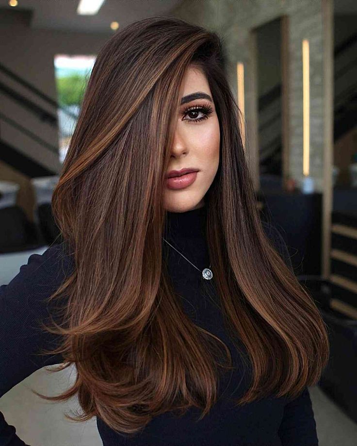 Rambut Brunette, Brown Hair Looks, Brunette Balayage Hair, Long Brown Hair, Balayage Brunette, Brown Hair With Highlights, Hair Color For Black Hair, Hair Color Trends, Brown Hair Colors