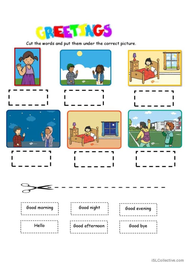 the worksheet for greetings with pictures and words to help students understand what they are