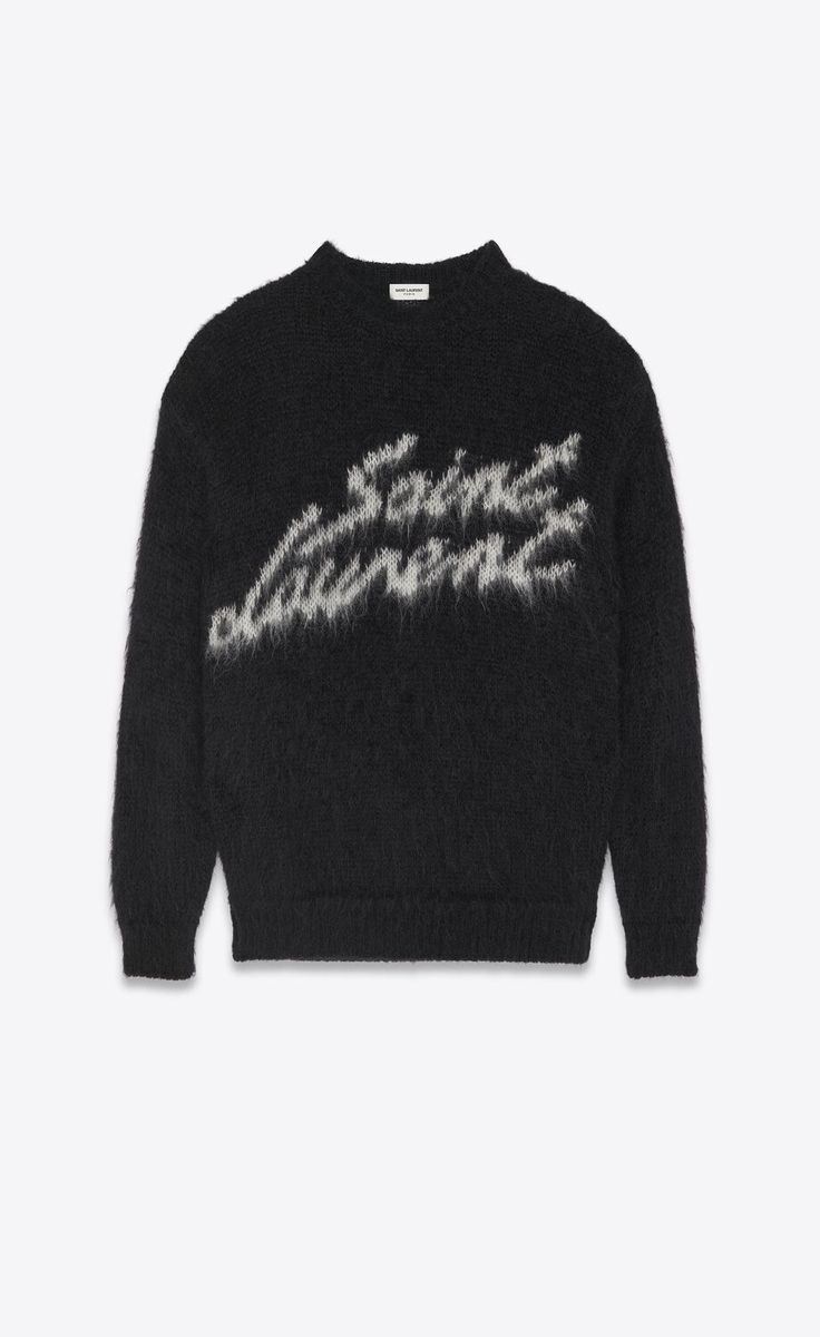 90s Saint Laurent sweater in mohair | Saint Laurent | YSL.com Pull Mohair, Knitwear Sweater, Sweater For Men, Mohair Wool, Logo Designer, Mohair Sweater, Sweater Making, Looks Style, Knit Jumper