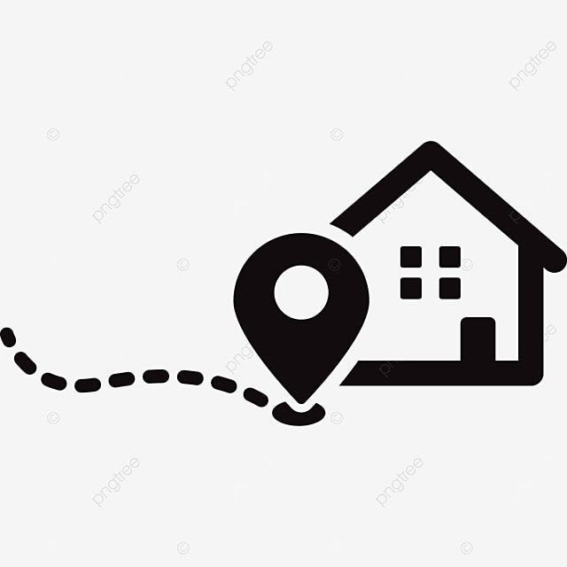 a black and white map pointer with a house on it, logo, icon png and psd