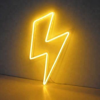 a neon sign with a lightning bolt on it