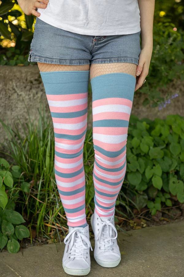 Long Pride Stripes Tube Socks – Sock Dreams Casual Striped Stretch Socks, Casual Stretch Striped Socks, Retro Striped Cotton Socks, Trendy Striped Socks For Spring, Multicolor Thigh High Casual Socks, Multicolor Casual Thigh-high Socks, Casual Multicolor Thigh High Socks, Stretch Multicolor Thigh High Socks, Multicolor Stretch Thigh High Socks