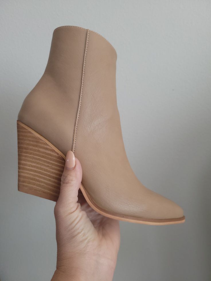 Casual Medium Width Boots With Block Heel, Casual Boots With Block Heel And Medium Width, Casual Boots With Block Heel, Medium Width, Trendy Medium Width Ankle Heeled Boots, Ankle Boots With Stacked Heel For Spring, Spring Ankle Boots With Stacked Heel, Casual Boots With Heel Pull Tab For Workwear, Casual Heeled Boots With Stacked Heel, Beige Booties For Work In Fall