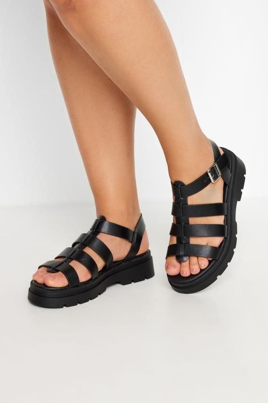 Shop Black Chunky Gladiator Sandals In Wide E Fit & Extra Wide EEE Fit at Yours Clothing. Discover wide fit shoes in E and EEE fit. Chunky Gladiator Sandals, Mesh Fabrics, Wide Fit Sandals, Black Gladiator Sandals, Black Strappy Sandals, Trending Sandals, Long Tall Sally, Wide Fit Shoes, Buckle Sandals