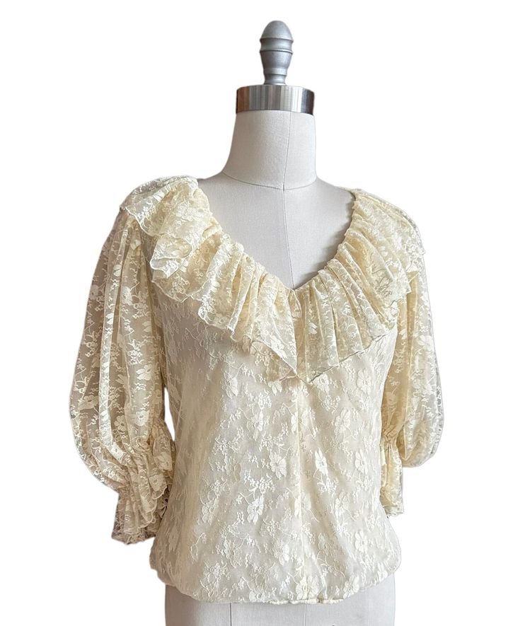 Romantic Lace Blouse, Boston Vintage, Priscilla Of Boston, Theatrical Romantic, Holiday Blouses, Ruffled Neckline, Fancy Blouses, Romantic Lace, Tennis Dress