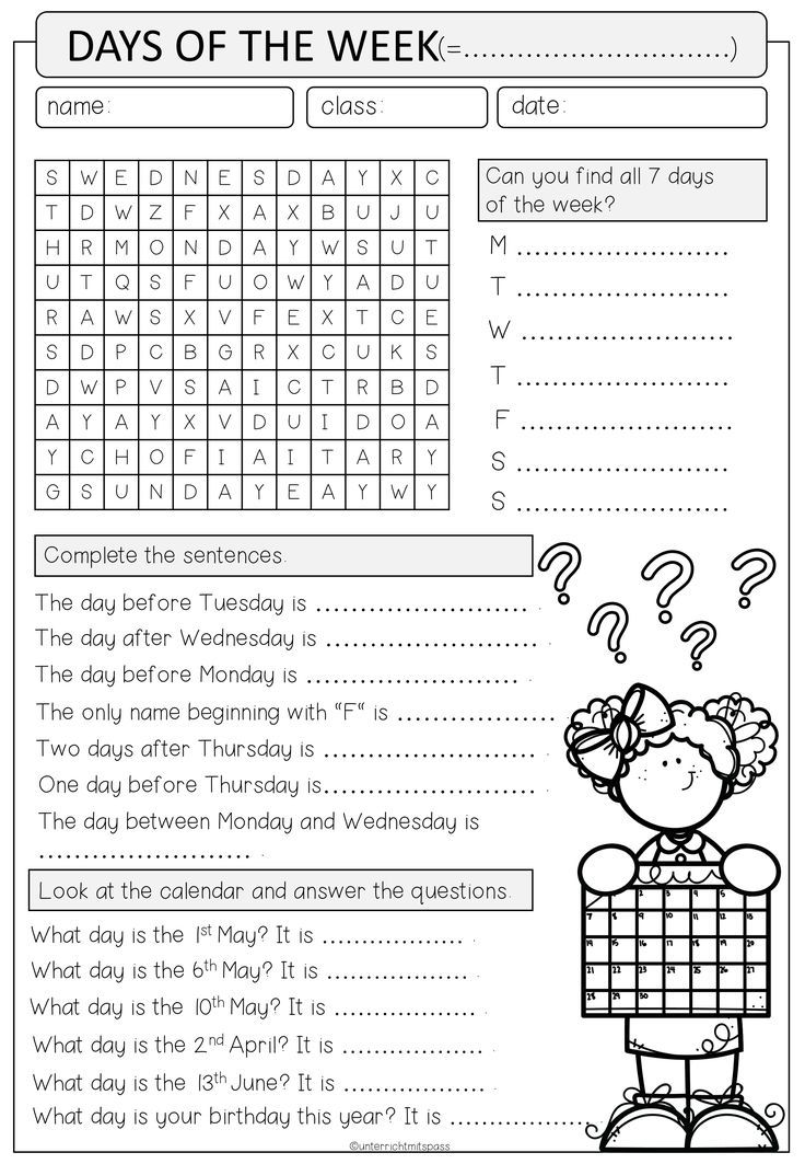 the worksheet for days of the week with pictures and words to help students understand what they are doing