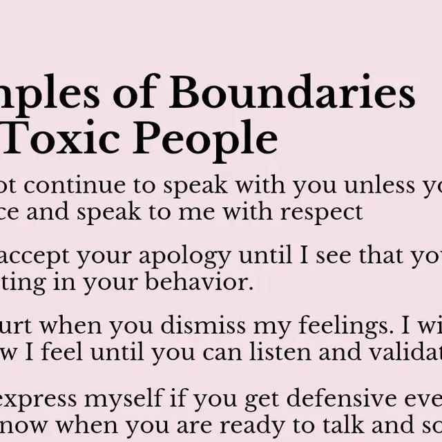 a pink poster with the words, examples of boundariess toxiic people