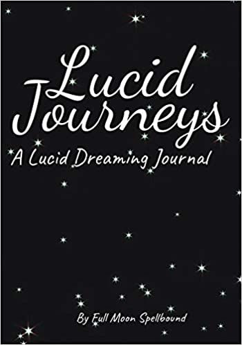 a book cover with stars and the words lucd journey, a liquid dreaming journal