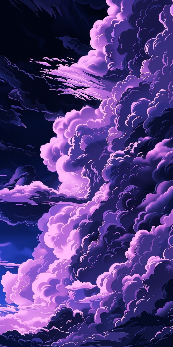 the sky is filled with purple clouds