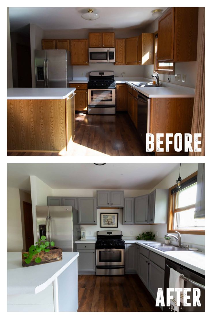 before and after pictures of a kitchen remodel