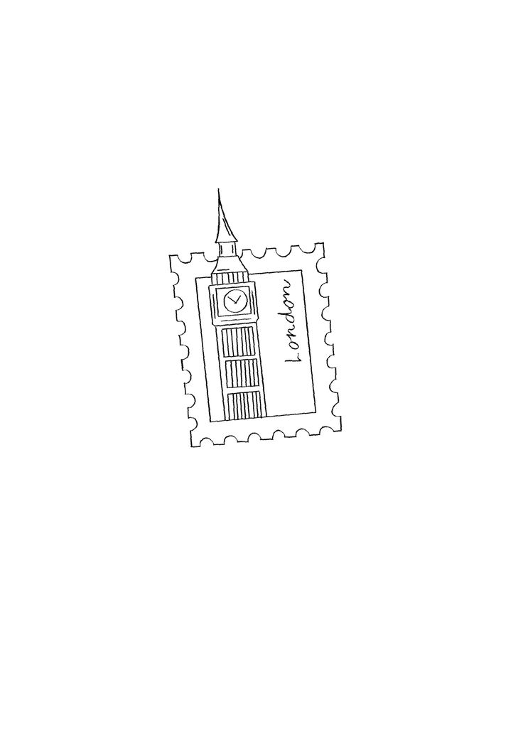 a stamp with a drawing of a clock tower on it