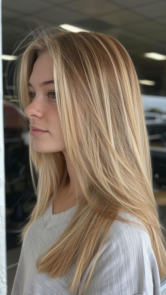 Elevate your style with the warm allure of Honey Blonde Foil Highlights! These rich and vibrant accents infuse your hair with a sunlit glow, perfect for embracing the beauty of every season. Explore more stunning hair ideas on our Pinterest board and let your locks radiate with confidence! #honeyblonde #foilhighlights #hairinspo #gorgeouslocks #hairtransformation Haircuts For Blonde Long Hair, Fade To Blonde Hair, Long Layers On Blonde Hair, Blonde Highlights Color Ideas, Cute Haircuts For Blondes, Honey Blonde Hair With Blonde Highlights, Highlights On Honey Blonde Hair, Blonde Hair Inspo Highlights, Little Blonde Highlights