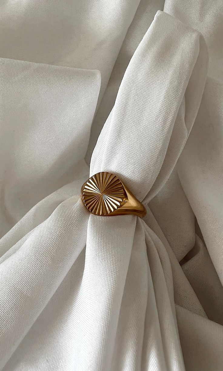 Gold textured signet ring in size 6 & 7! Non-Tarnish 18K gold over Stainless Steel Hypoallergenic WATER RESISTANT Farrah B Gold Napkins, Gold Signet Ring, Gold Texture, Signet Ring, Napkin Rings, Final Sale, Gold Rings, 18k Gold, Water Resistant