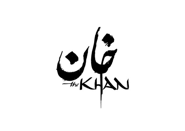 an arabic calligraphy logo with the name khan