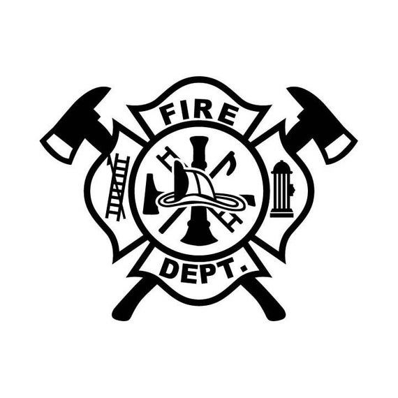 a fire department logo with two axes