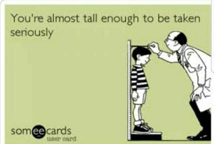 a man is trying to talk to a little boy with the caption you're almost tall enough to be taken seriously