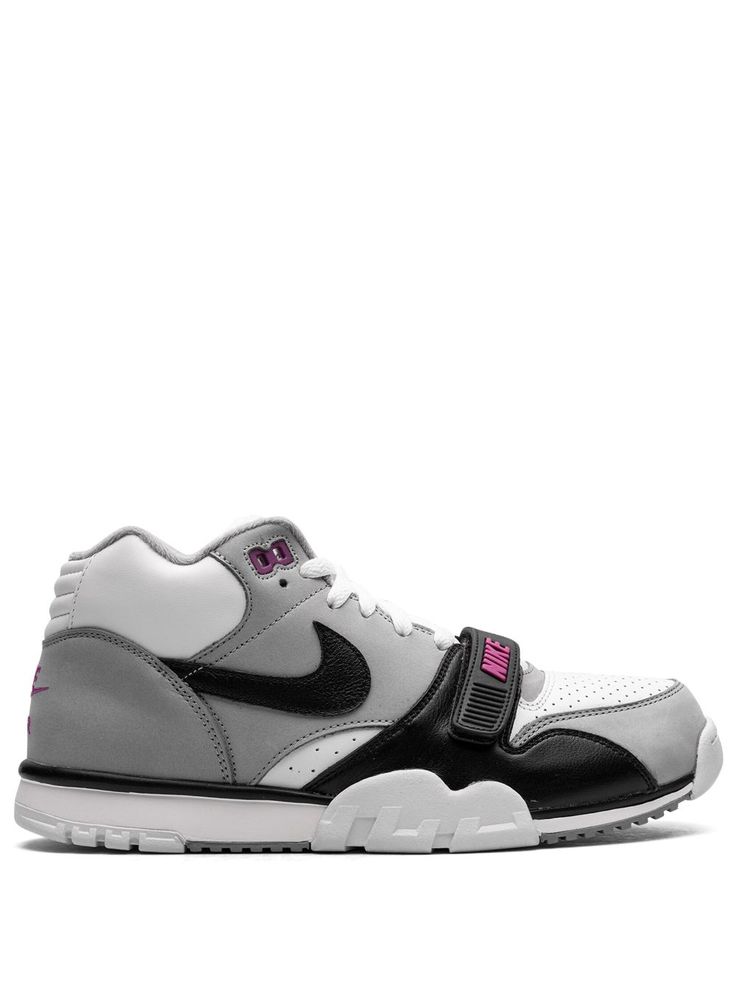 grey/black/purple leather signature Swoosh logo detail perforated toebox round toe front touch-strap over lace-up fastening logo patch at the tongue rubber sole These styles are supplied by a premium sneaker marketplace. Stocking only the most sought-after footwear, they source and curate some of the most hard to find sneakers from around the world. Purple High-top Sneakers For Training, Gray Training Sneakers With Boost Midsole, Functional Purple Nike Sneakers, Purple High-top Sneakers For Light Sports, Functional Purple Training Sneakers, Nike Leather Training Sneakers, Nike Leather Sneakers For Training, Nike Sporty Gray High-top Sneakers, Nike Gray High-top Sporty Sneakers