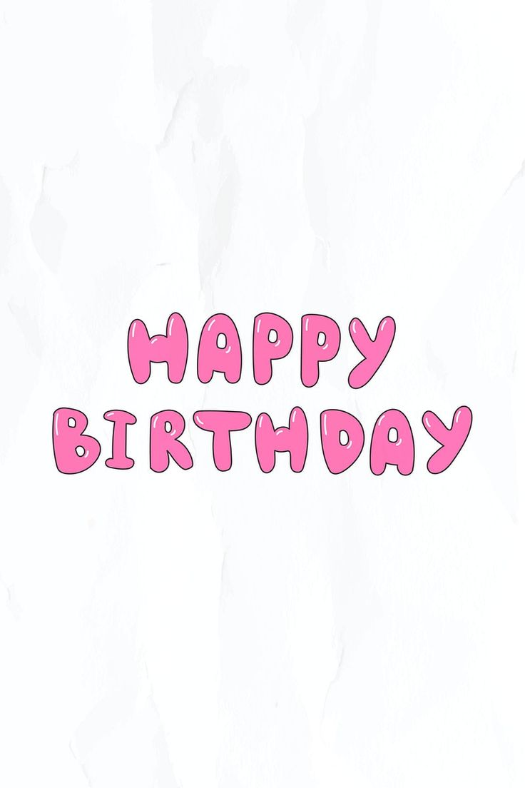 the words happy birthday written in pink on a white background