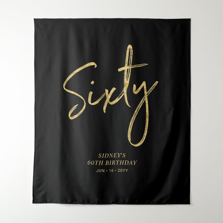 a black and gold birthday banner with the words forty on it's front side