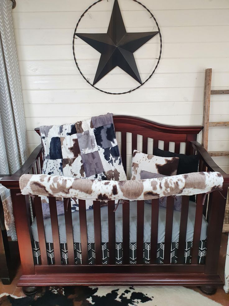 Boy Crib Bedding - Calf Minky and Cow Minky Ranch Collection - DBC Baby Bedding Co Western Crib Bedding, Western Baby Bedding, Western Crib, Boy Crib Bedding, Cowboy Nursery, Boys Crib Bedding Sets, Crib Bedding Boy, Boys Crib, Cozy Nursery