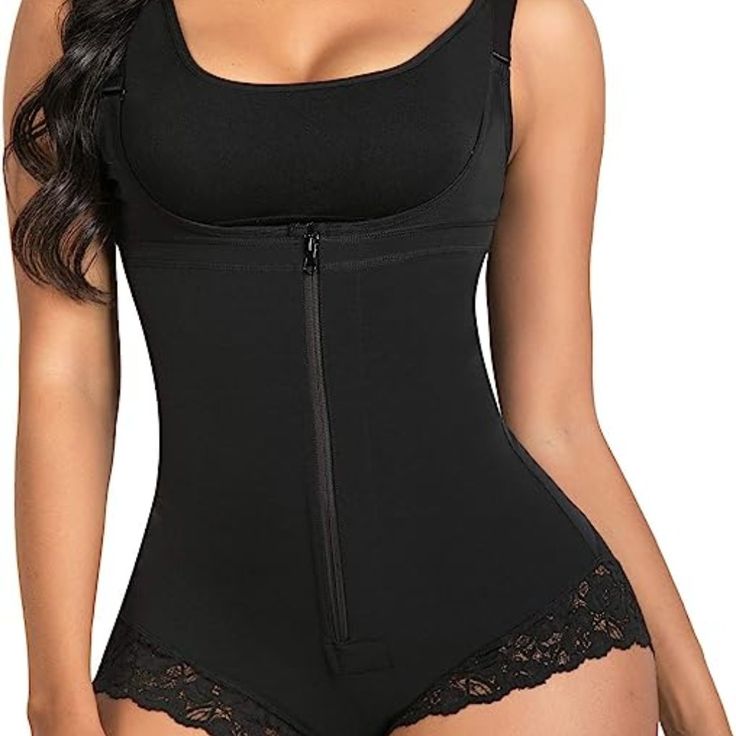 80% Nylon, 20% Spandex Have Both Small And Medium Size Zipper Closure With Hooks With Target Double Tummy Control To Compress Your Waist. Look Slimmer In Dresses With Smoother, Natural Curves. Designed To Shape The Midsection With Targeted Firm Tummy Control. High Waist Design Reduces Waistline Creating A Slimmer Feminine Silhouette. Firm Compression: Trims Waist, Compresses Belly And Lifts The Butt. Non-Slip Shoulder Strap: Fully Adjustable With Non-Slip Design. Open Bust Design Allows You To W Open Bust, Body Suit With Shorts, Waist Trainer Corset, Breast Lift, Shapewear Bodysuit, Feminine Silhouette, Flat Stomach, Natural Curves, Black Corset