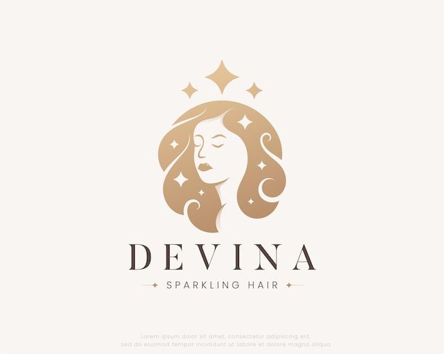 a woman's face with stars on it and the words devina sparkling hair