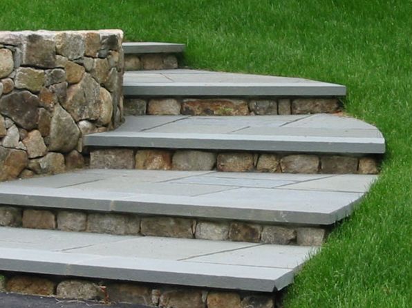 stone steps leading up to the grass