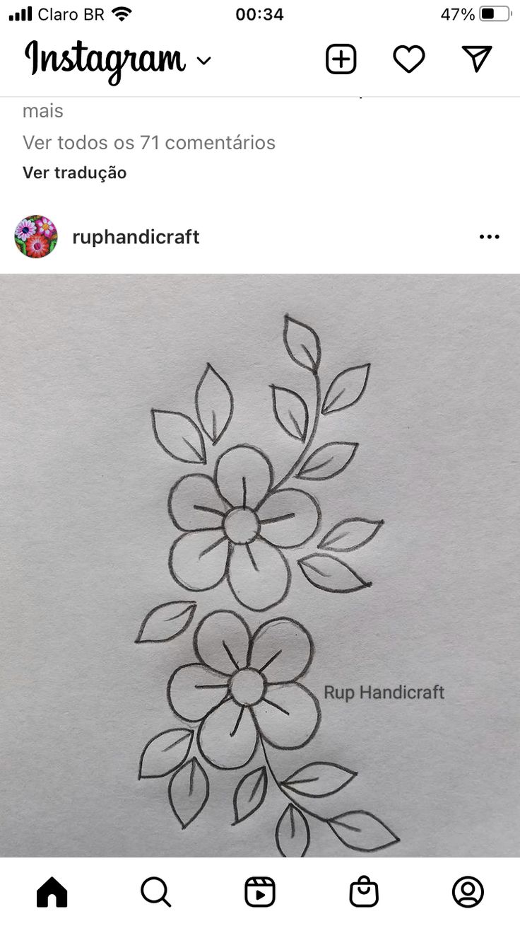 an instagram page with flowers drawn on it