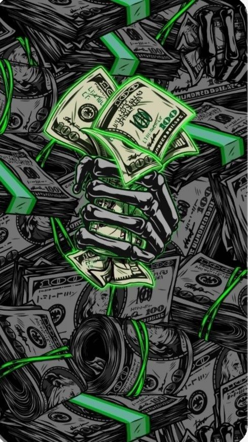 a pile of money with green arrows coming out of the top and one dollar bill in the middle