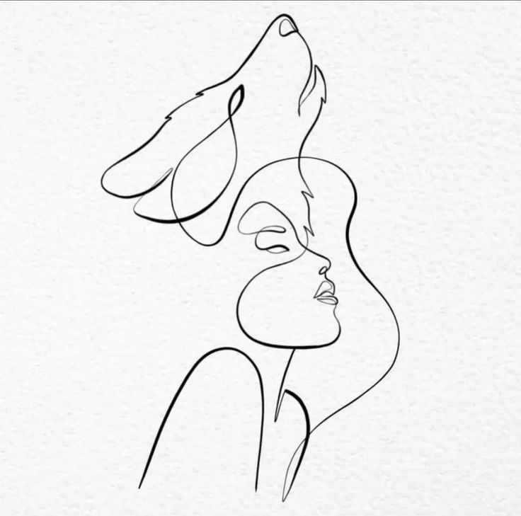 a line drawing of a woman's face with her eyes closed and head tilted to the side