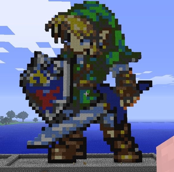 Both a minecraft and Legend of Zelda pin Minecraft Statues, Minecraft Pixel Art, Minecraft Projects, Be Cool, Legend Of Zelda, Pixel Art, Minecraft, Zelda, Geek Stuff