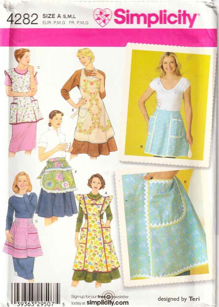 two women's aprons and dress sewing pattern