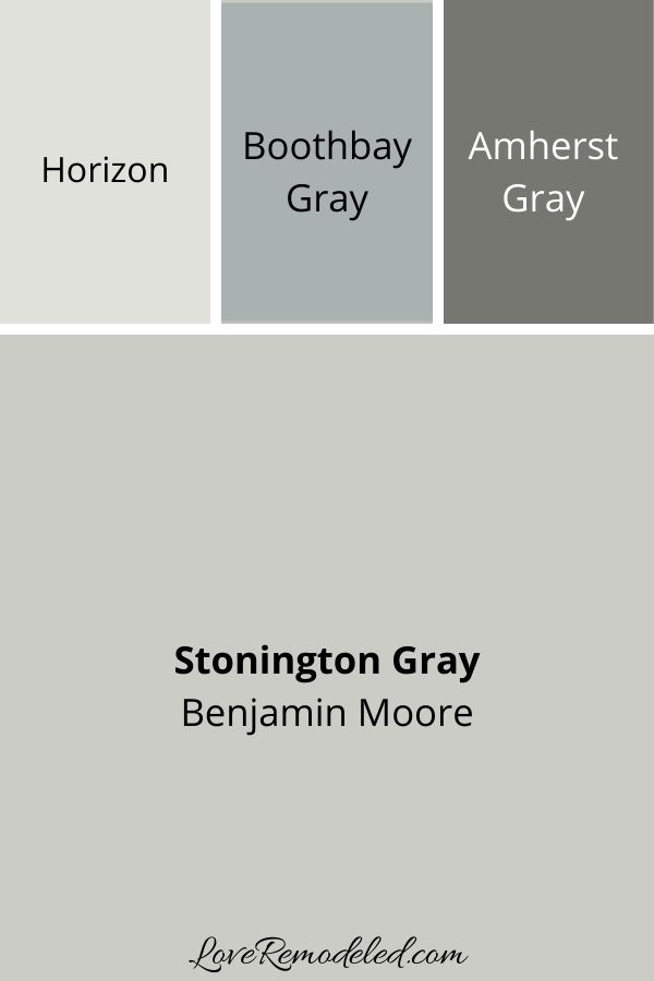 some gray paint colors with the names of them