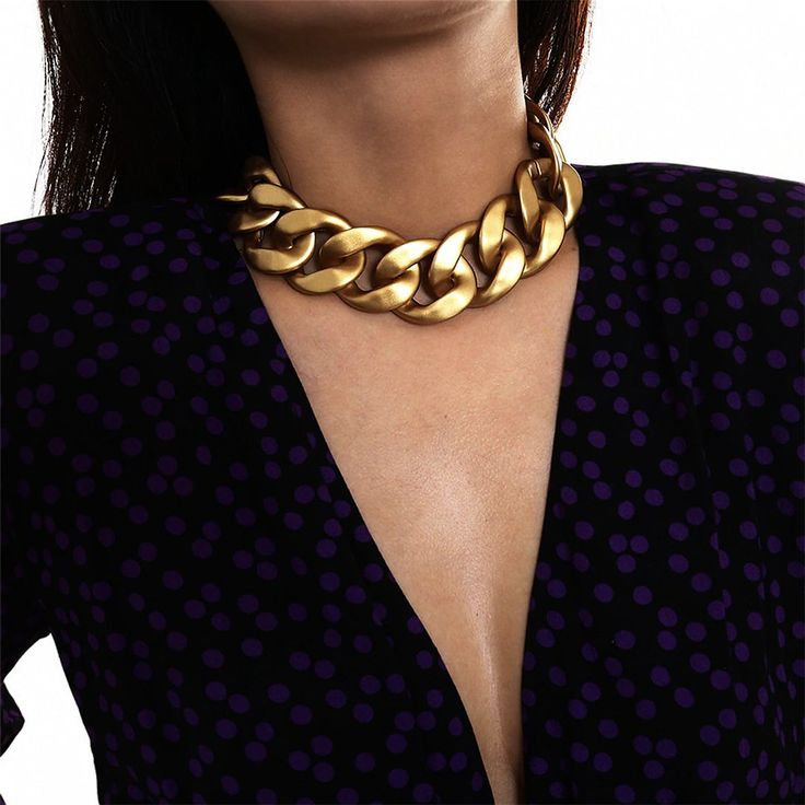 Gold-plated stainless steel Lightweight Kept away from any moisture or liquid including water, lotion, and perfumes. Imported Thick Choker Necklace, Chunky Choker Necklace, Thick Necklace, Chunky Choker, Chunky Chain Necklaces, Goth Jewelry, Statement Choker, Statement Choker Necklace, Chain Choker Necklace