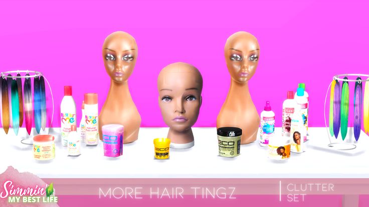 three mannequins with different types of hair care products in front of them