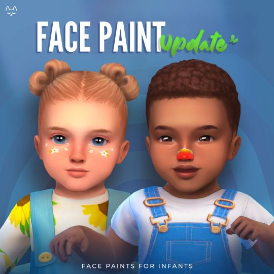 two young children with fake noses and nose piercings on their cheeks, both wearing overalls