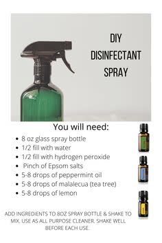 Essential Oil Cleaning Spray, Diy Disinfectant, Diy Cleaning Spray, Essential Oil Spray Recipes, Diy Room Spray, Homemade Cleaning Supplies, Natural Disinfectant, Natural Cleaning Recipes, Essential Oils Young Living