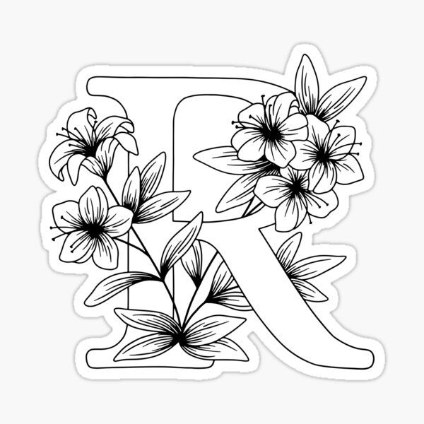 the letter f with flowers sticker