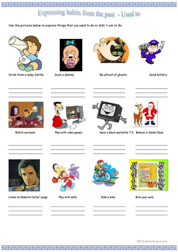 some cartoon characters are shown in this worksheet to help students learn how to use the