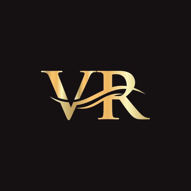 the letter vr is made up of gold and black