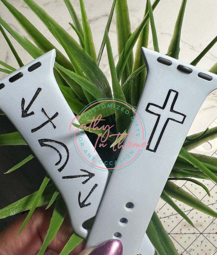 This Watch band is perfect for yourself or as a gift for a loved one.  :) The symbols represent: HE Came, HE Died, HE Arose, HE Ascended, HE's Coming Back. 4 sizes available for the Apple Watch. Over 20 colors of silicone bands to choose from.  Precision laser engraved design. Optional filling colors to choose from. ** Please type COLOR filling selection in the PERSONALIZATION FIELD.  The options are:  Black or No Filling  If you don't want a color filling, please type NO FILLING. White Adjustable Watch Accessories For Gift, Adjustable White Watch Accessories For Gifts, Customizable Silver Watch Bands For Gift, White Personalized Watch Bands As Gift, Personalized Adjustable Watch Accessories, Personalized White Watch Bands For Gift, Personalized White Watch Bands As Gift, Personalized Adjustable White Watch Bands, Adjustable Personalized White Watch Bands