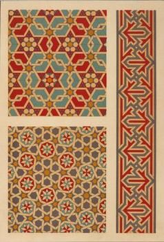 four different colored patterns on white paper