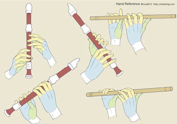 hands playing the flute with different positions