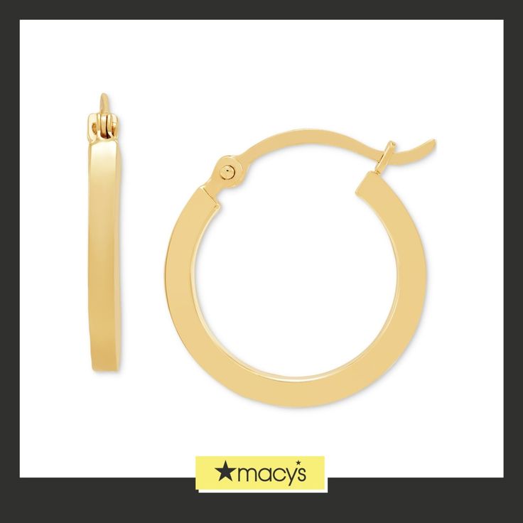 in stock Small Hoop Earrings From Macy's As Gift, Macy's Small Hoop Earrings Gift, Macy's Hoop Earrings As A Gift, Macy's Small Hoop Jewelry As Gift, Macy's Small Hoop Jewelry For Gifts, Macy's Hoop Earrings For Gift, Macy's Tarnish Resistant Round Earrings, Gold Earrings, Square